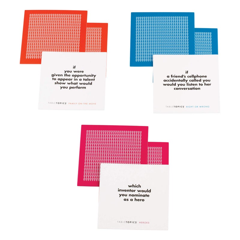 TableTopics Family Conversation Pack for Parent Child Connection, 120 Engaging Question Cards for Dinnertime, Car Rides, & Classrooms, Boxed Set of 3 Topics, Stocking Stuffer - Image 3